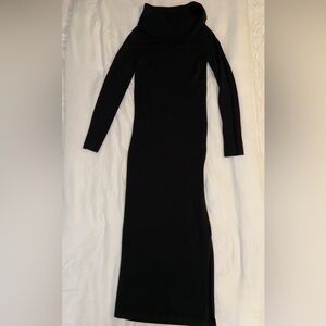 French Connection Black Long-Sleeve Bodycon Midi Dress